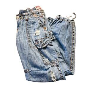 Vintage True-Religion Joey Big-T Low-Rise Cargo Denim Women Jeans 29x39